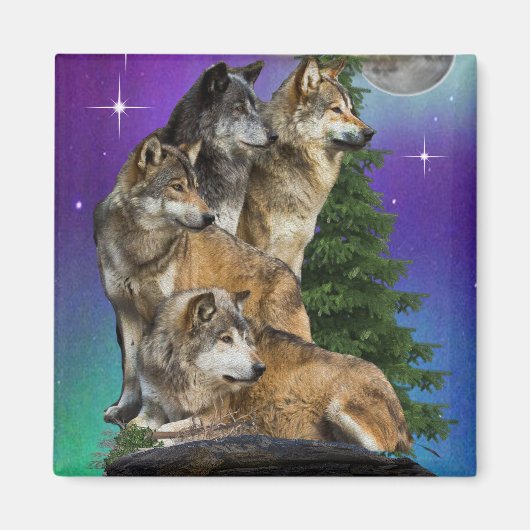 wolf en Moon Magneet (Voorkant)