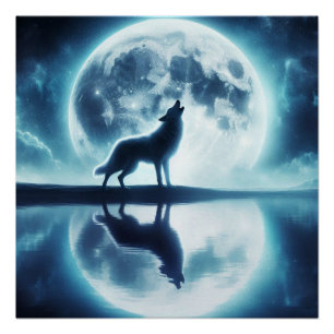 Wolf en Moon Perfect Poster