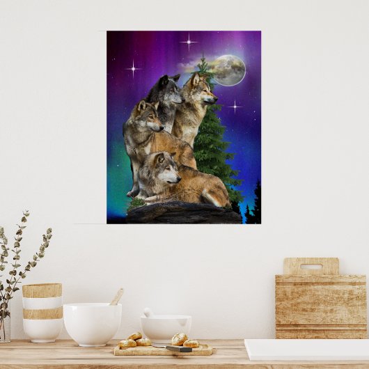 Wolf en Moon Poster (Keuken)