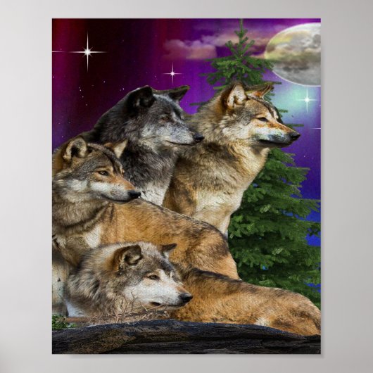 Wolf en Moon Poster (Voorkant)