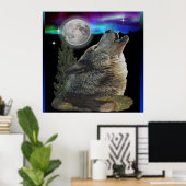 wolf en Moon Poster (Thuiskantoor)