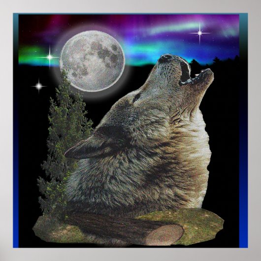 wolf en Moon Poster (Voorkant)