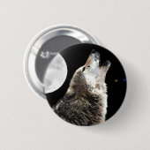 Wolf en Moon Ronde Button 5,7 Cm (Voorkant /achterkant)