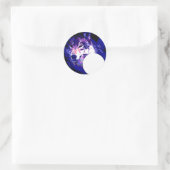 Wolf en Moon Ronde Sticker (Tas)