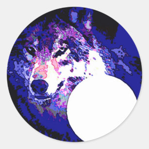 Wolf en Moon Ronde Sticker