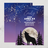 Wolf en Moon Silhouet Onder de sterren Kaart (Voorkant / Achterkant)