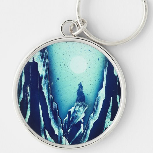 Wolf en Moon Sleutelhanger (Voorkant)