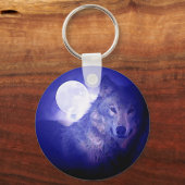 Wolf en Moon Sleutelhanger (Voorkant)