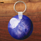 Wolf en Moon Sleutelhanger (Voorkant)