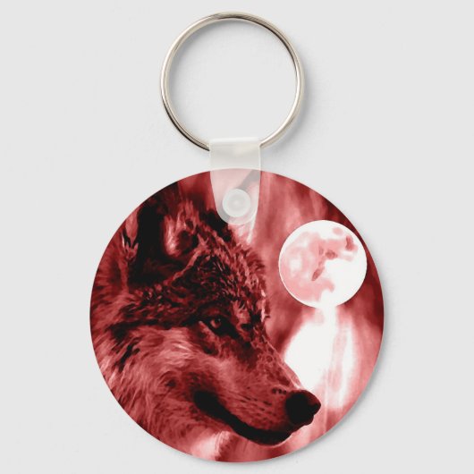 Wolf en Moon Sleutelhanger (Voorkant)