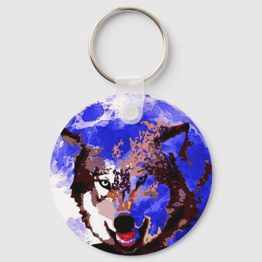 Wolf en Moon Sleutelhanger (Voorkant)