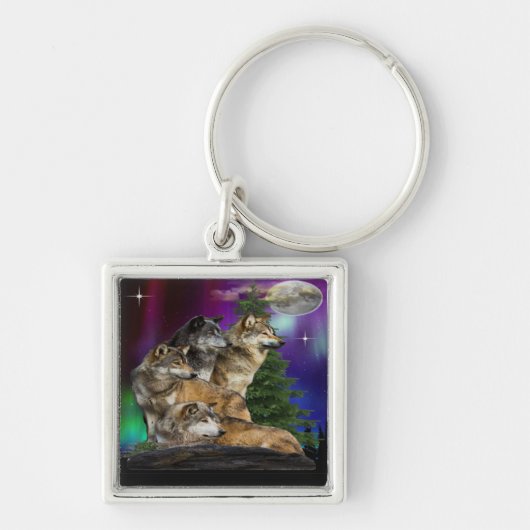 Wolf en Moon Sleutelhanger (Voorkant)