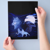 Wolf en raaf bij volle maan flyer (Hand)