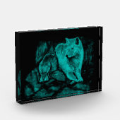 Wolf en Raven in de nacht Fotoblokken (Links)