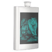 Wolf en Raven in de nacht Heupfles (Rechts)