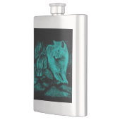 Wolf en Raven in de nacht Heupfles (Links)