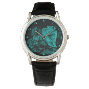 Wolf en Raven in de nacht Horloge