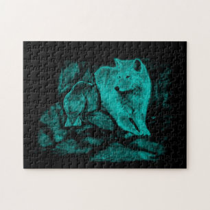 Wolf en Raven in de nacht Legpuzzel