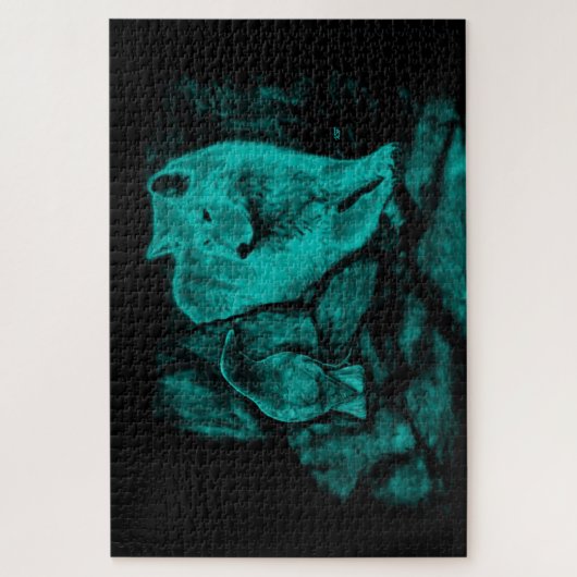 Wolf en Raven in de nacht Legpuzzel (Verticaal)