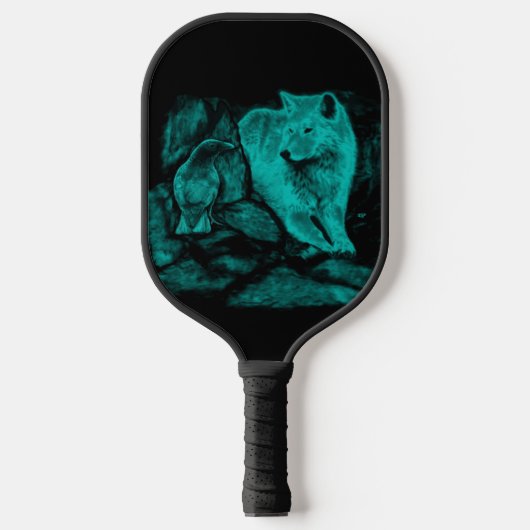 Wolf en Raven in de nacht Pickleball Paddle (Voorkant)