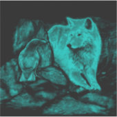 Wolf en Raven in de nacht Sticker (Voorkant)