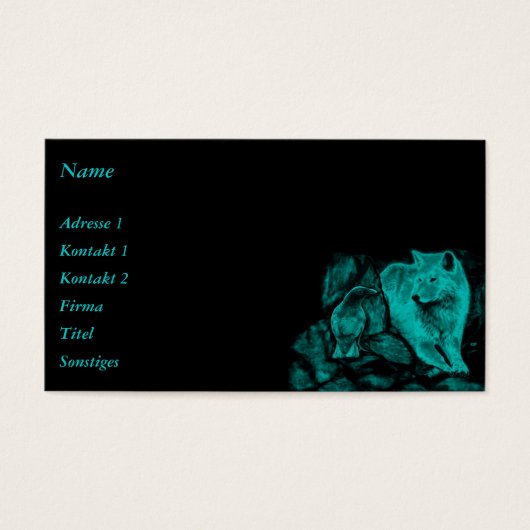 Wolf en Raven in de nacht Visitekaartjes (Voorkant)