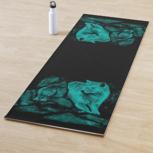 Wolf en Raven in de nacht Yogamat
