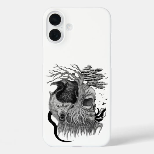 Wolf en Raven met Schedel Case-Mate iPhone Case (Achterkant)
