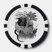 Wolf en Raven met Schedel Poker Chips (Voorkant)