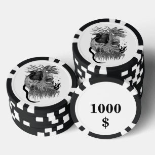 Wolf en Raven met Schedel Poker Chips