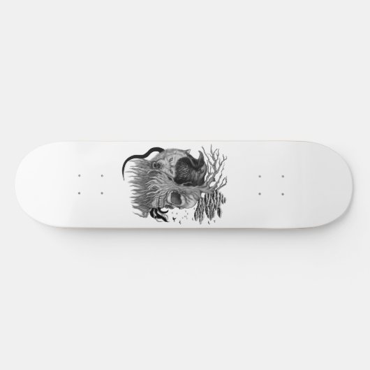 Wolf en Raven met Schedel Skateboard (Horizontaal)