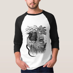Wolf en Raven met Schedel T-shirt