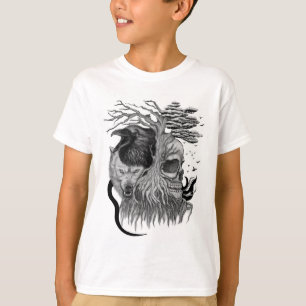 Wolf en Raven met Schedel T-shirt