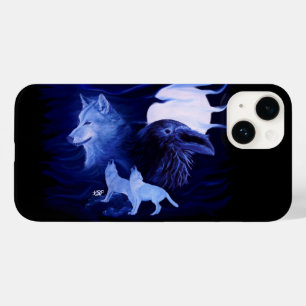 Wolf en Raven met volle maan Case-Mate iPhone 14 Hoesje