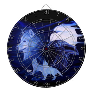 Wolf en Raven met volle maan Dartbord
