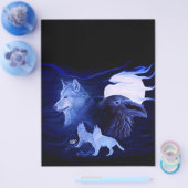 Wolf en Raven met volle maan Flyer (Enkel)