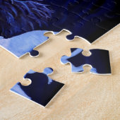 Wolf en Raven met volle maan Legpuzzel (Zijkant)