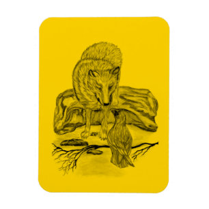 Wolf en Raven - Zwart en geel ontwerp Magneet