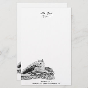 Wolf en Raven - Zwart en wit design Briefpapier