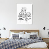 Wolf en Raven - Zwart en wit design Canvas Afdruk (Insitu (Slaapkamer))