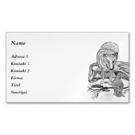 Wolf en Raven - Zwart en wit design Magnetisch Visitekaartje