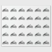 Wolf en Raven, zwart-wit Cadeaupapier (Vlak)