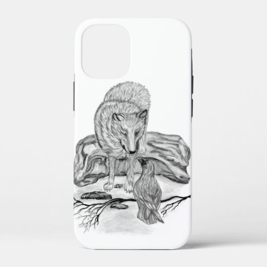 Wolf en Raven, zwart-wit Case-Mate iPhone Case (Achterkant)