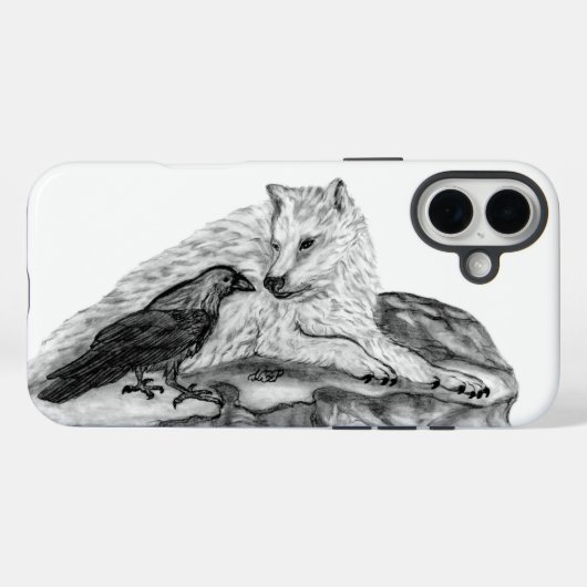 Wolf en Raven, zwart-wit Case-Mate iPhone Case (Achterkant (horizontaal))