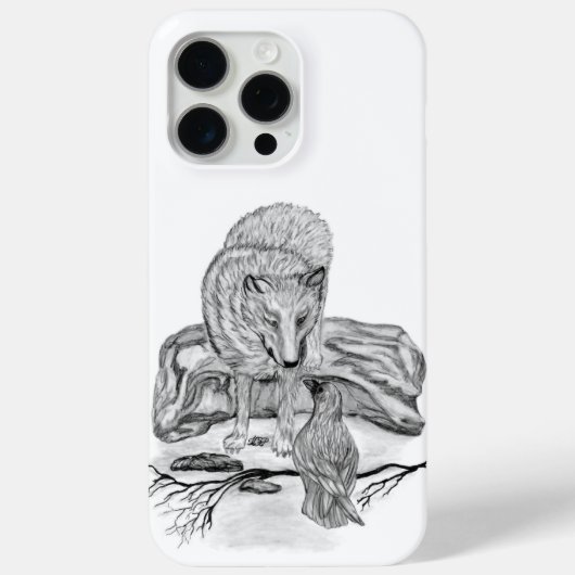 Wolf en Raven, zwart-wit Case-Mate iPhone Case (Achterkant)