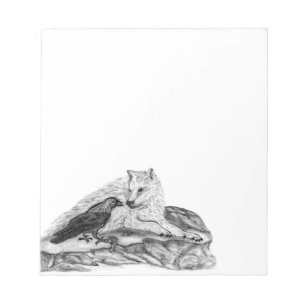 Wolf en Raven, zwart-wit Notitieblok