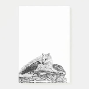 Wolf en Raven, zwart-wit Post-it® Notes