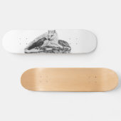 Wolf en Raven, zwart-wit Skateboard (Horizontaal)