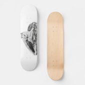 Wolf en Raven, zwart-wit Skateboard (Voorkant)