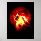 Wolf en Red Moon Poster (Voorkant)